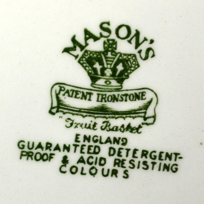 Mason's Green Fruit Basket Patent Ironstone China Dinner Plate