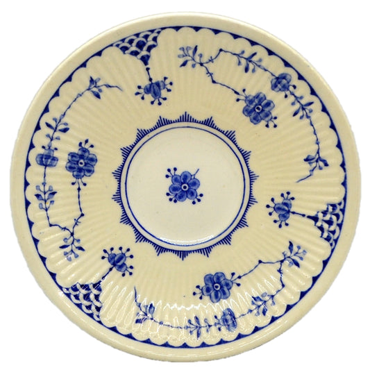 Furnivals Denmark Blue and White China Rib Walled Saucer