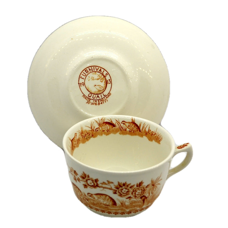 Furnivals Quail Brown & White China Tea Cup and saucer Rd 684771