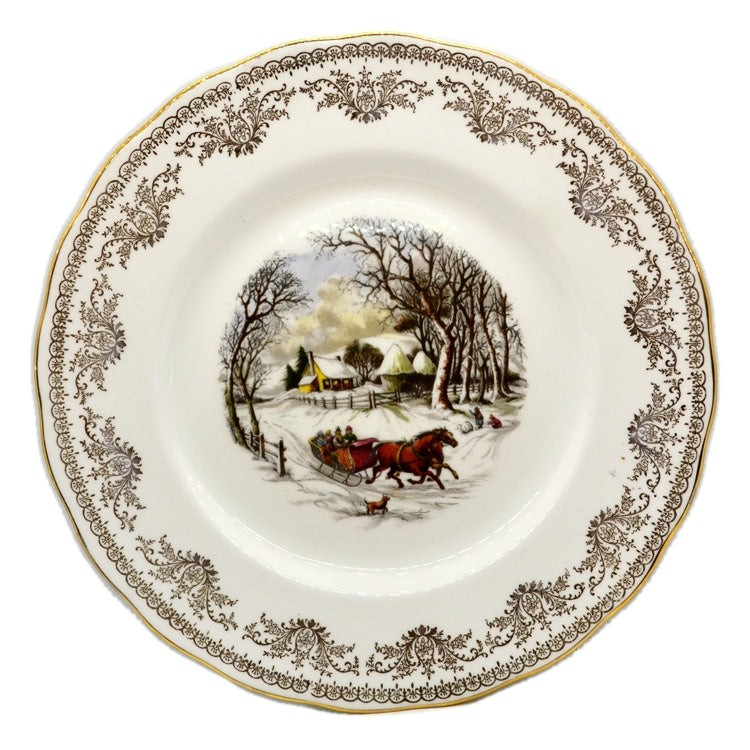 Vintage Gainsborough Bone China Winter Scene Plate