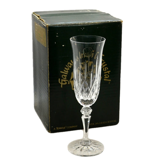 Galway Crystal Longford Fluted Champagne 24% Lead Crystal Glasses X 4 Boxed