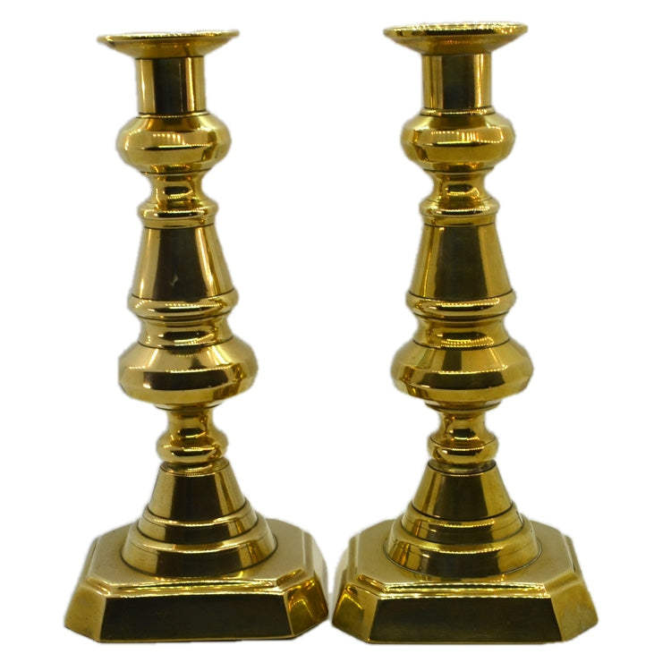 Antique Brass Classic 10.5-inch English Ejector Candlesticks