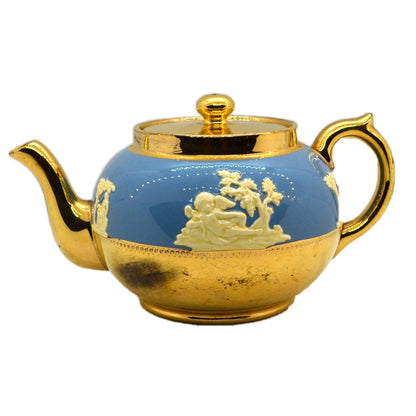 Gibsons Teapot circa 1950's 2 pint Jasper Ware and Gilt