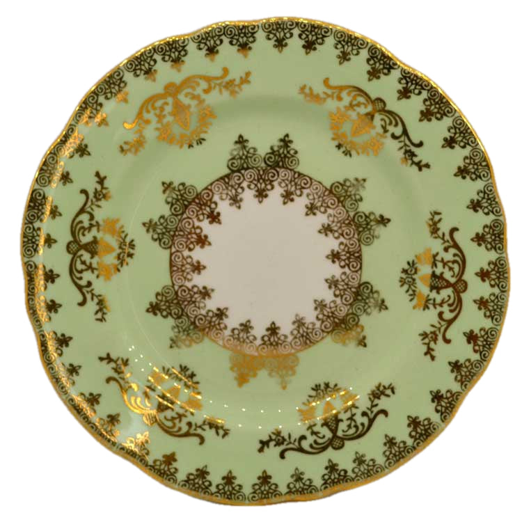 Gladstone lime green and gilt china side plates pattern 5846