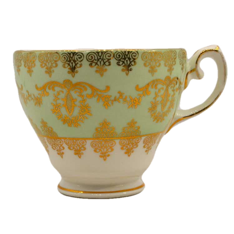 gladstone china teacup 5846 green and gilt teacups