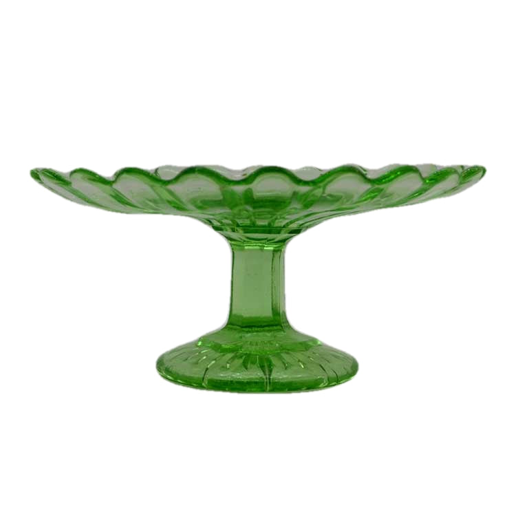 superb vintage green glass stand 9 inch diameter 4 inch tall