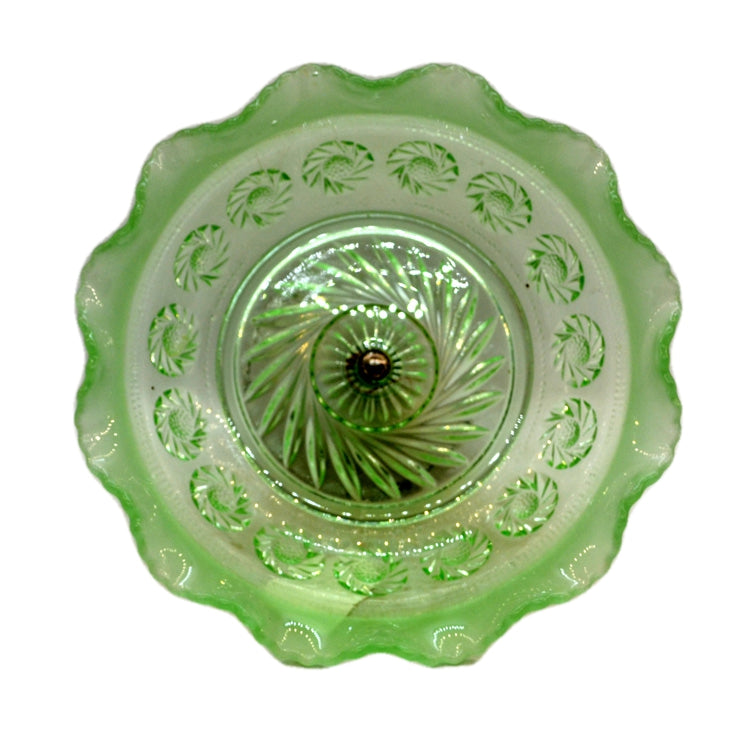 Vintage Pressed Green Glass Bowl