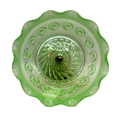 Vintage Pressed Green Glass Bowl