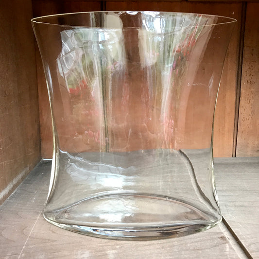 Vintage glass vase elliptical shaped large vase