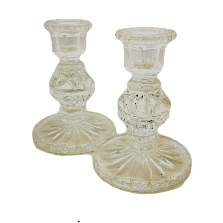 Pair of Cut Lead Crystal Candle Sticks