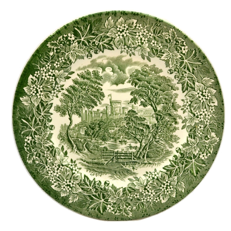English Ironstone Tableware Castle Series Green and White China Dinner Plate