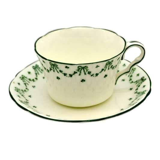 Jackson and Gosling Grosvenor Green and White China Perth 5200 Teacup and Saucer