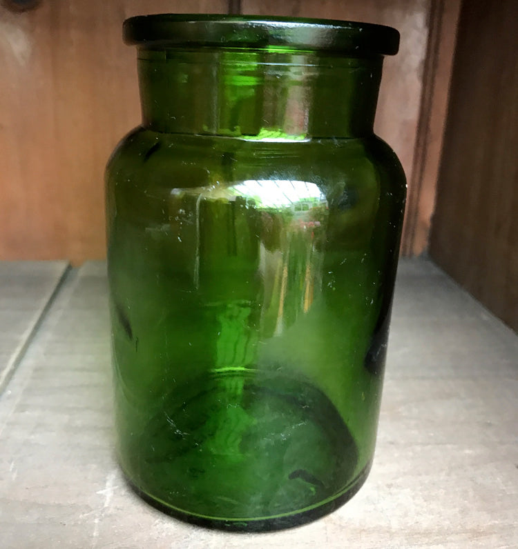 Vintage Cobalt Green Glass Jar Made In Belgium