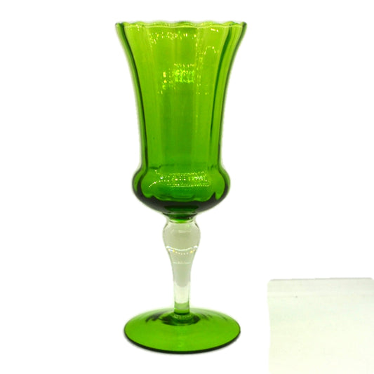Vintage Green and Clear Studio Glass Vase