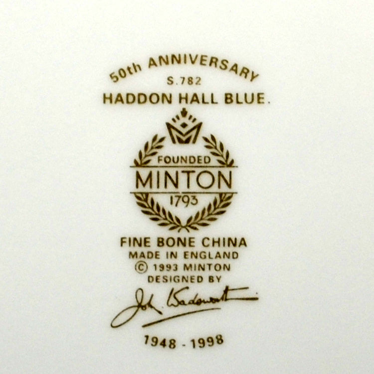 Minton China Haddon Hall Blue Gold Edge 10.75-inch Dinner Plate