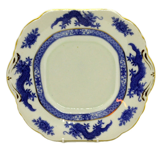 Hammersley & Co china cake plate blue dragon