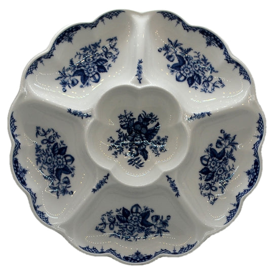 Large Royal Worcester China Hanbury Blue Hors d'Oeuvres