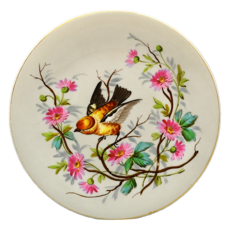 Hand Painted French Porcelain Bird and Floral China Cabinet Plate