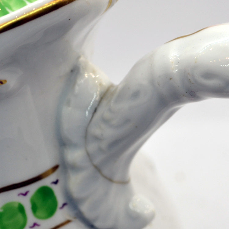 Antique Green and White China Teapot c1840-1860