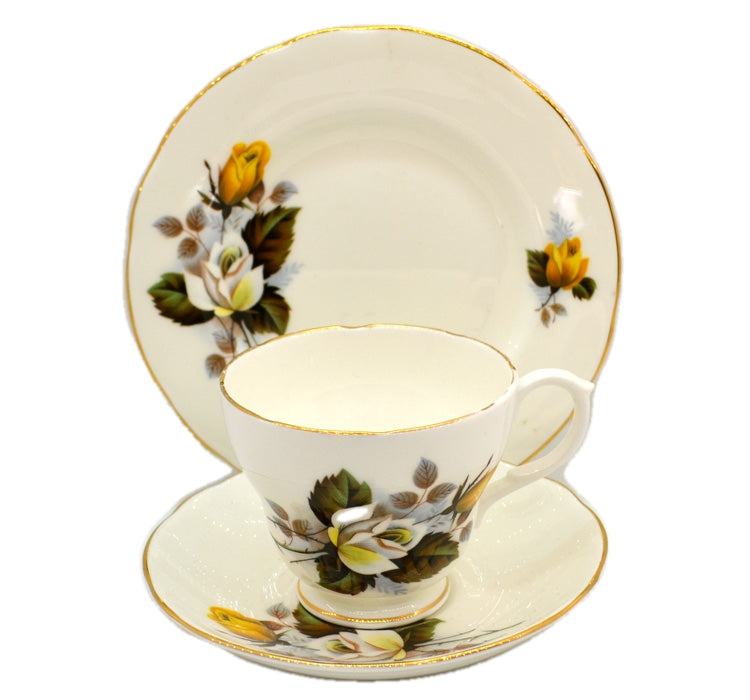 Vintage Harleigh China Yellow Rose Teacup Saucer and Side Plate