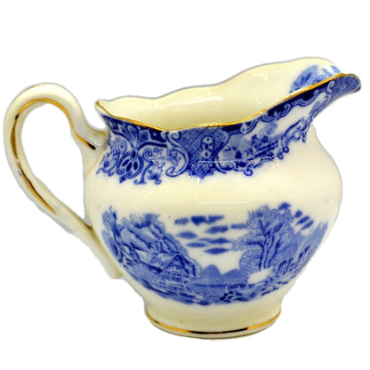 Heathcote Blue and White China Old English Scenery Small Milk Jug