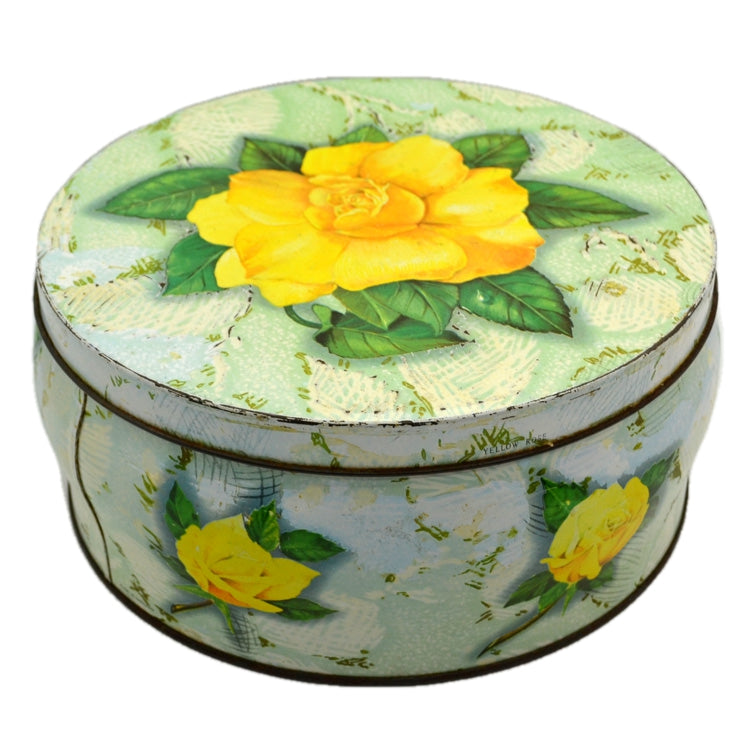 Vintage Huntley and Palmer Round Yellow Rose Biscuit Tin