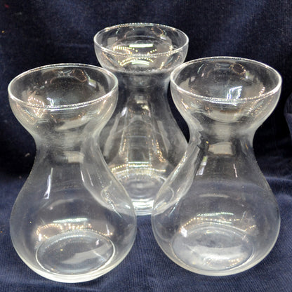 Set of three vintage glass hyacinth vases