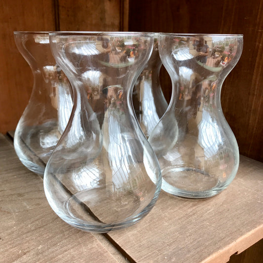 Set of four vintage glass hyacinth vases