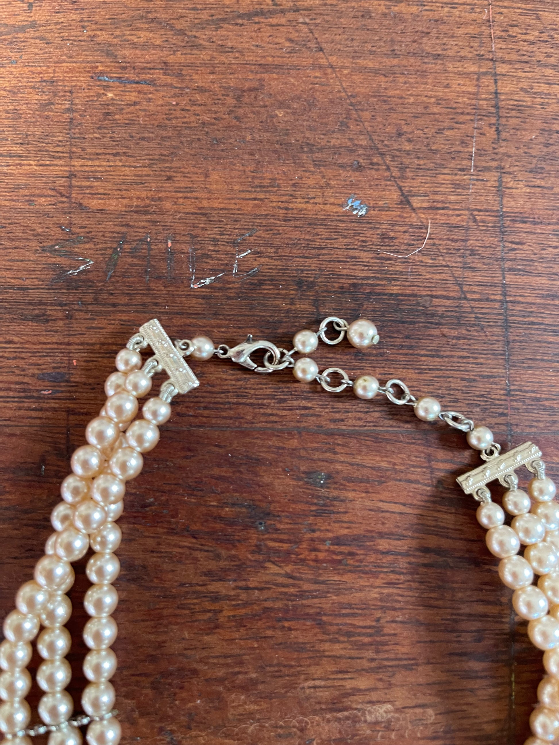 Vintage Strand Faux Pearl And Diamante Choker Necklace – Vintage