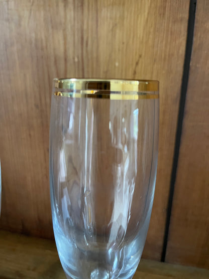 Pair of 2 Vintage Gilt Rimmed Champagne Glasses