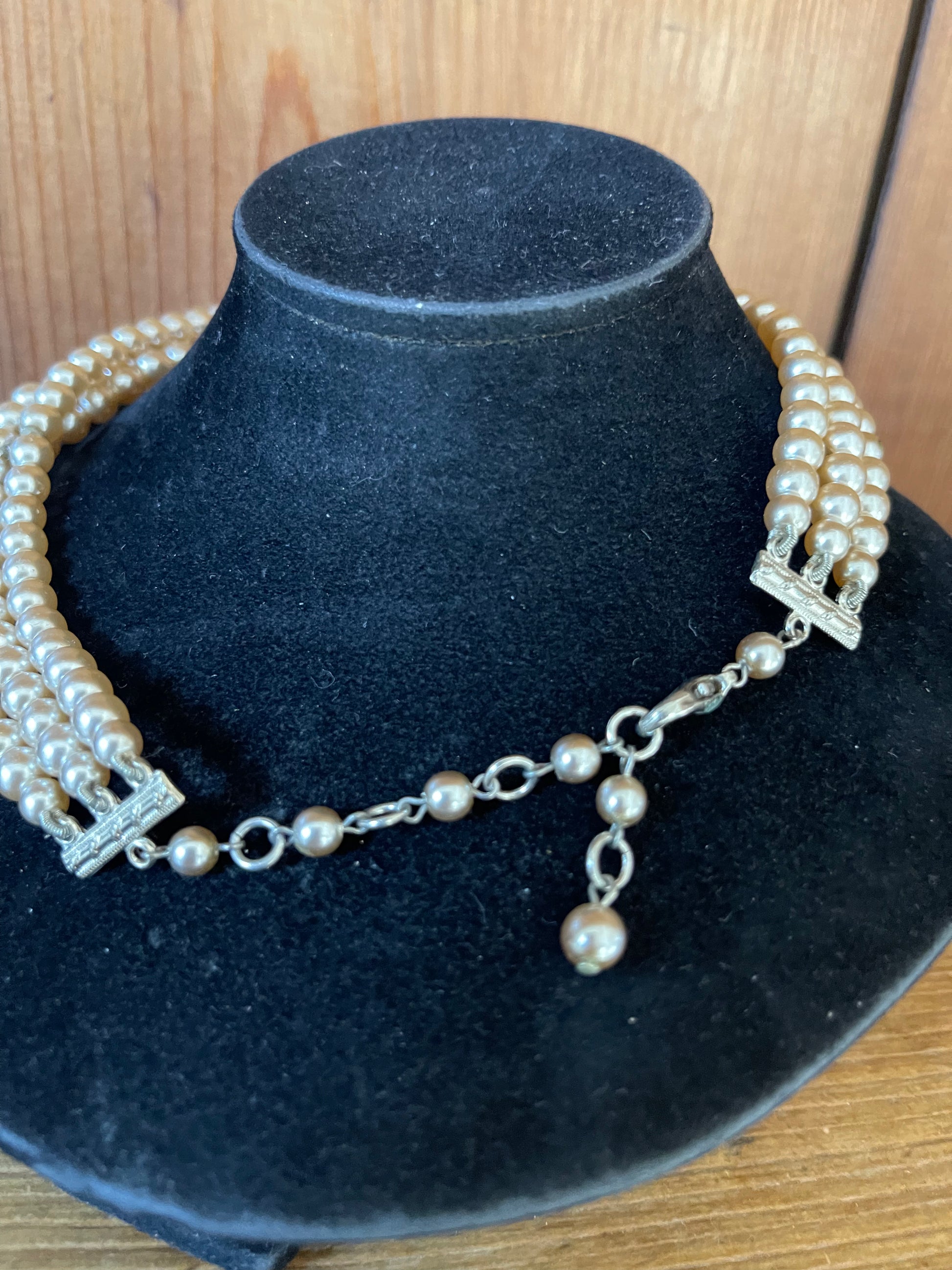 Multi Triple Layer Gold Silver Rhinestone Pearl Choker Collar Necklace Multi Triple Layer Gold Silver Rhinestone Pearl Choker Collar Necklace
