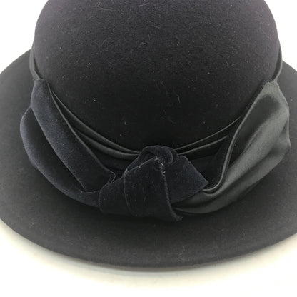 Vintage style navy cloche hat with blue velvet bow