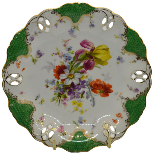 antique continental china floral iris plates