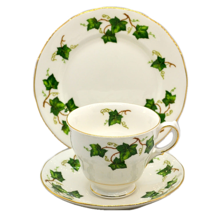 Colclough Ivy leaf bone china teacup trio