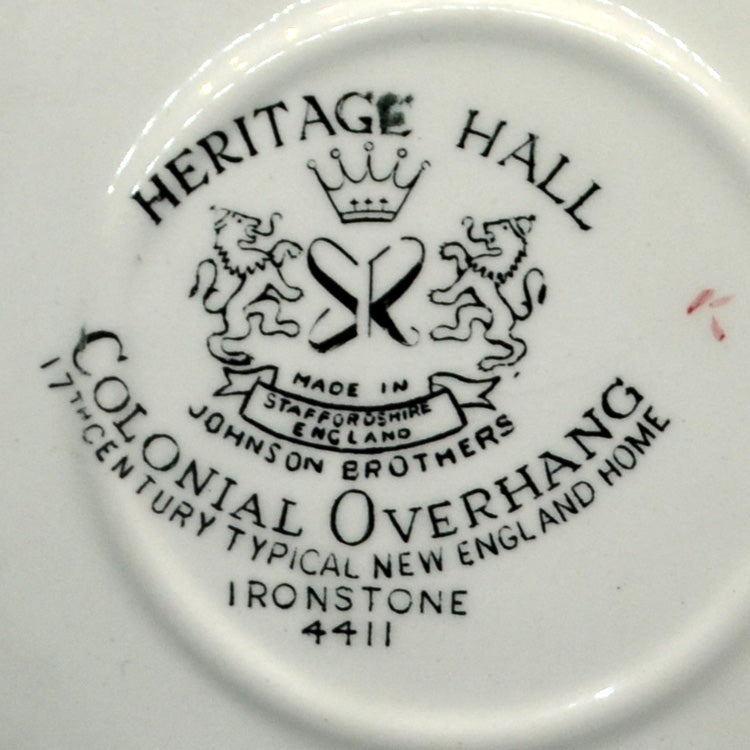 Johnson Brothers Heritage Hall China Teacup and Saucer Colonial Overhang