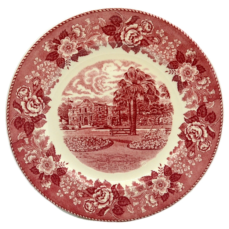 Antique Jonroth Red and White China Alamo Plate
