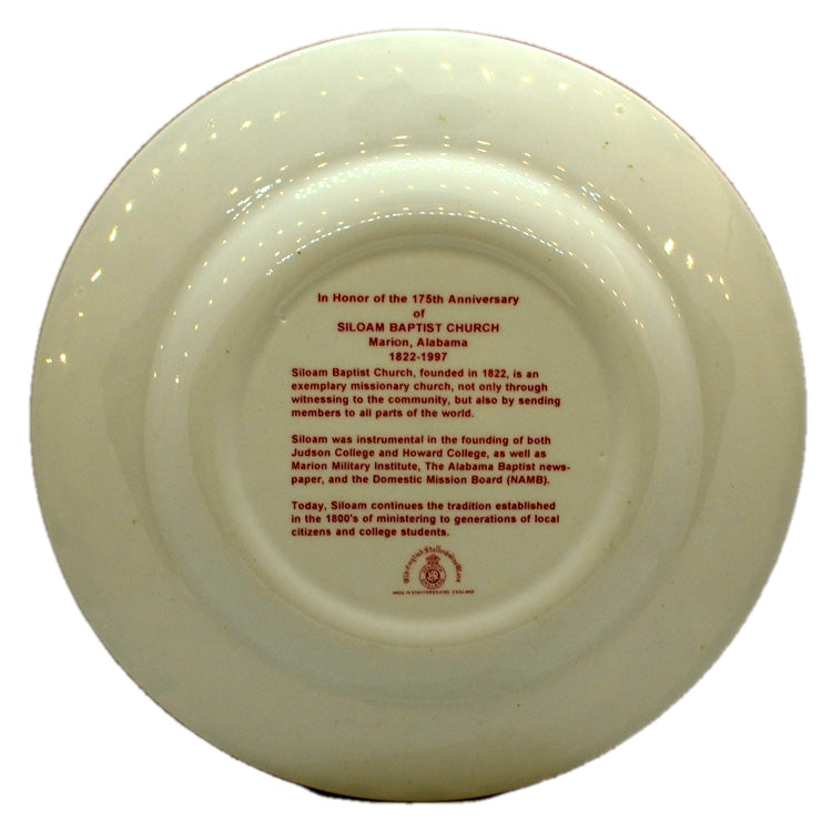Jonroth Red and White China Siloam Baptist Church Plate