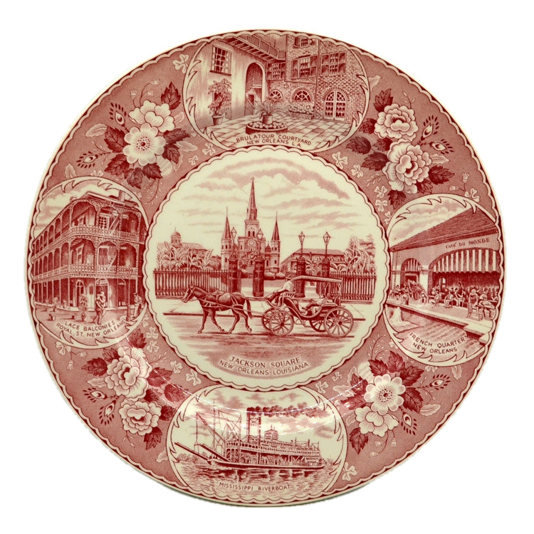 Antique Jonroth Red and White China Jackson Square Plate