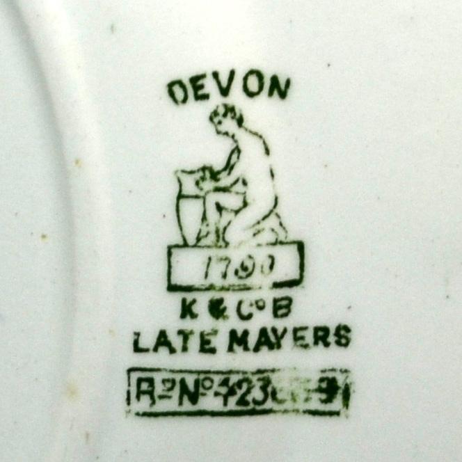  Devon  Antique green and white china marks Keeling & co