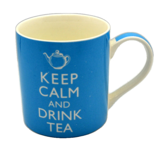 Blue Keep Calm and Drink Tea China Mug