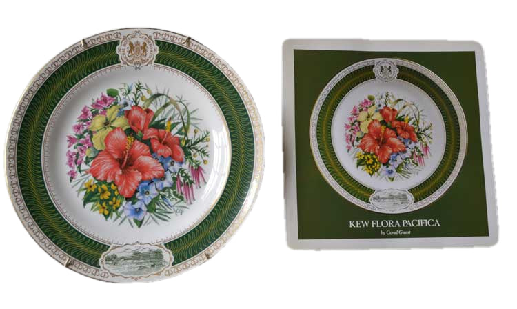 Kew Flora Pacifica floral china Plate -1990 Coral Quest & Spode