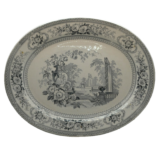 Antique Powell & Bishop Parma Grey and White China Platter