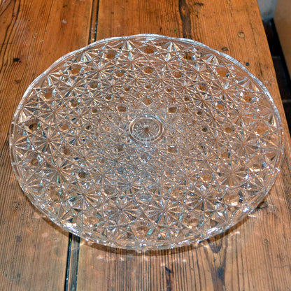 Large English Pressed Glass Cake Stand or Tazza