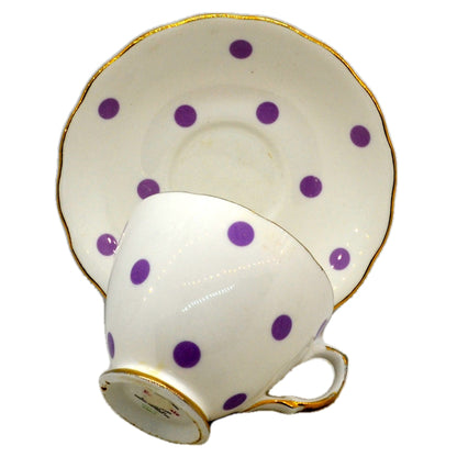 Royal Vale China Lilac Polka Dot Teacup