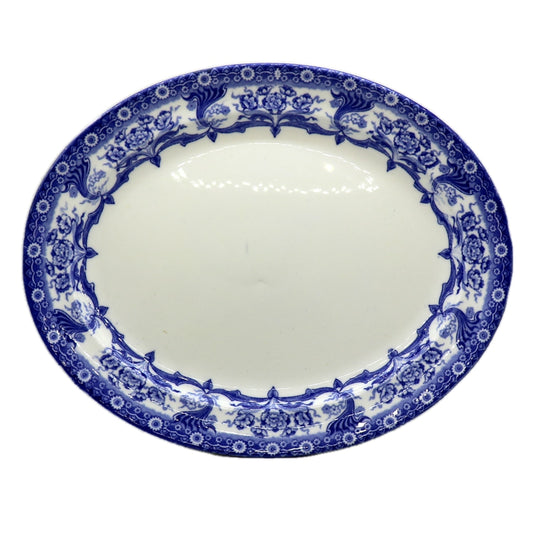 Colonial Pottery Marvern Blue & White China RD No 406303 11.75-inch Oval Platter