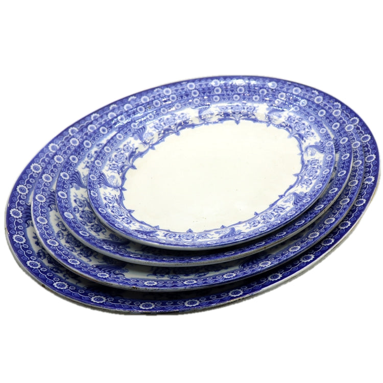 Set of 4 Colonial Pottery Marvern Blue & White China RD No 406303 Oval Platters