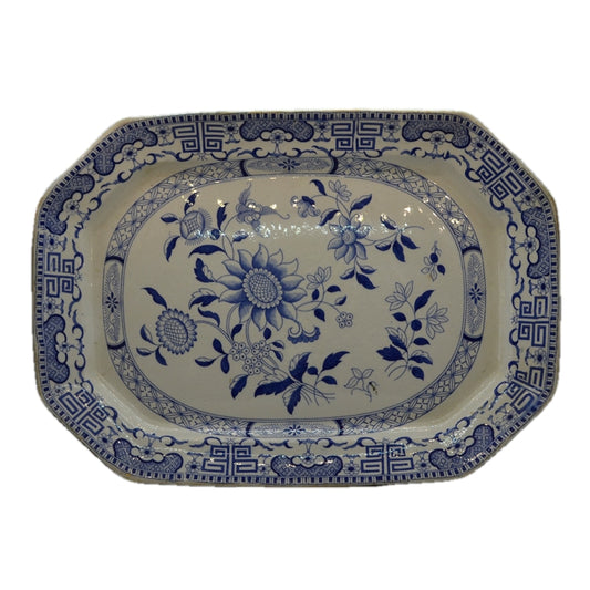 Rare Masons "Auspicious Flower" Blue and White China Platter