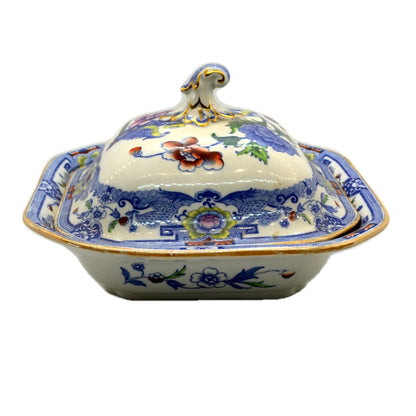 Antique Masons Ironstone China Blue Pheasant  B9799 Coloured Lidded Tureen