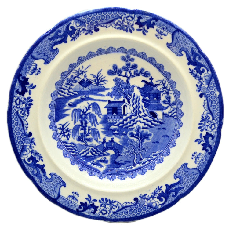 Antique Masons Ironstone Blue & White Willow China 9.5-inch Soup Bowl