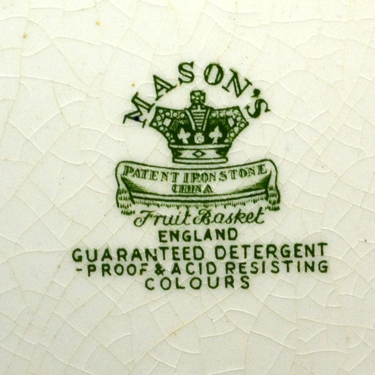 Mason's Green Fruit Basket Patent Ironstone China Square Cake Plate